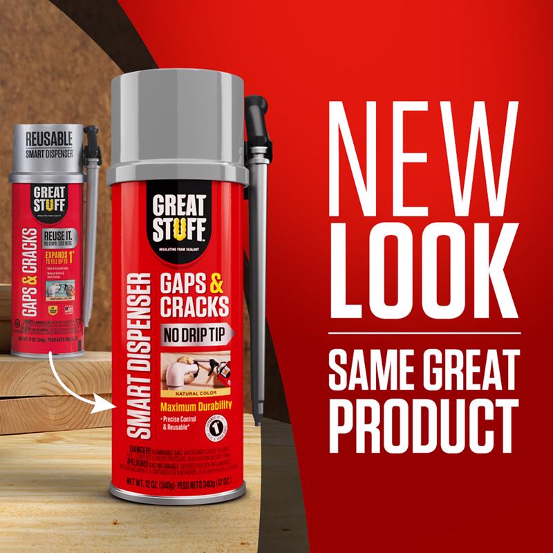 Great Stuff Smart Dispenser Ivory Polyurethane Insulating Foam Sealant 12 oz