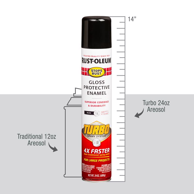 Rust-Oleum Stops Rust Turbo Spray System Gloss Black Protective Enamel Spray Paint 24 oz