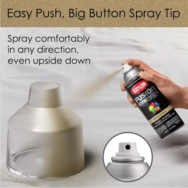 Krylon Fusion All-In-One Metallic Gold Paint+Primer Spray Paint 12 oz