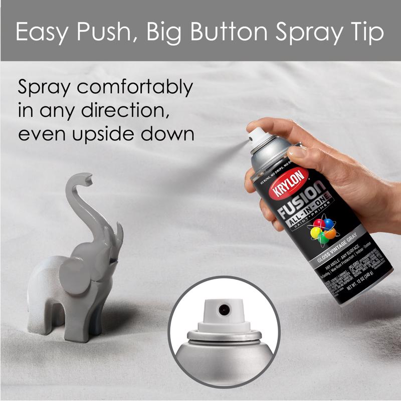 Krylon Fusion All-In-One Gloss Vintage Gray Paint+Primer Spray Paint 12 oz
