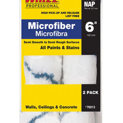 Whizz Microfiber 6 in. W X 1/2 in. Mini Paint Roller Cover 2 pk