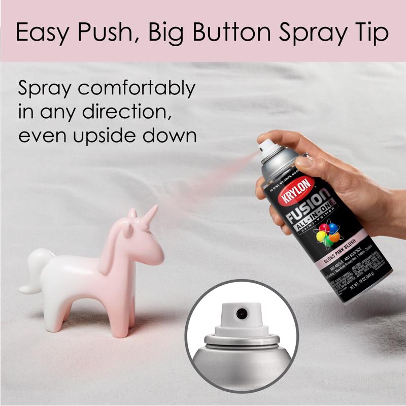 Krylon Fusion All-In-One Gloss Soft Pink Paint+Primer Spray Paint 12 oz