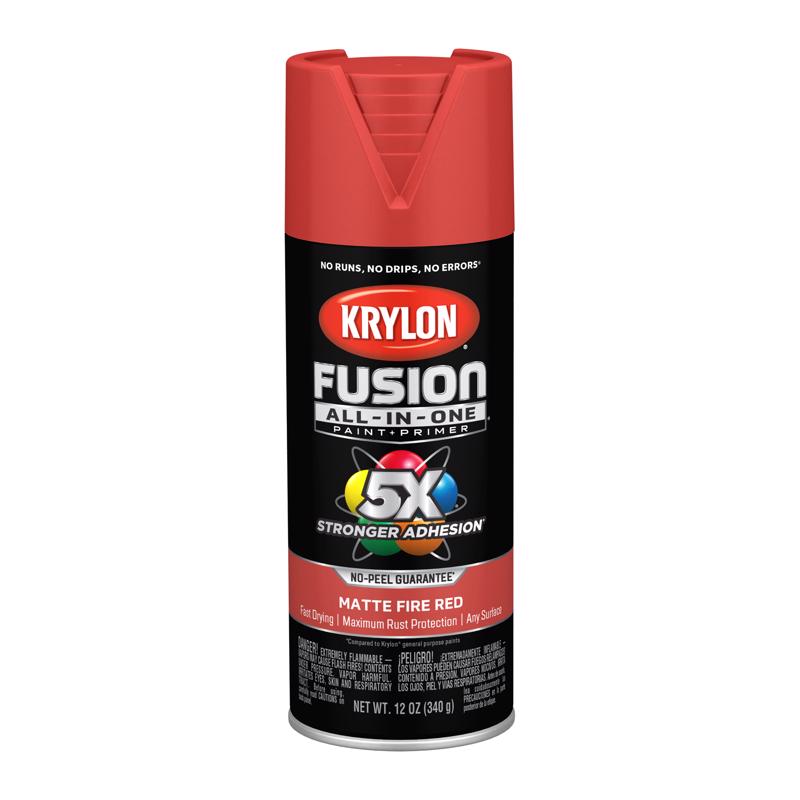Krylon Fusion All-In-One Matte Fire Red Paint+Primer Spray Paint 12 oz