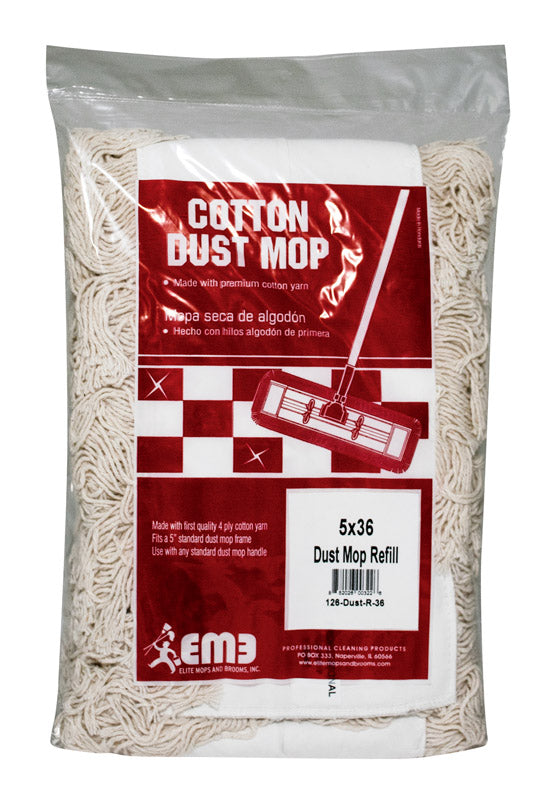 Elite Mops and Brooms 5 x 36 Dust Cotton Mop Refill