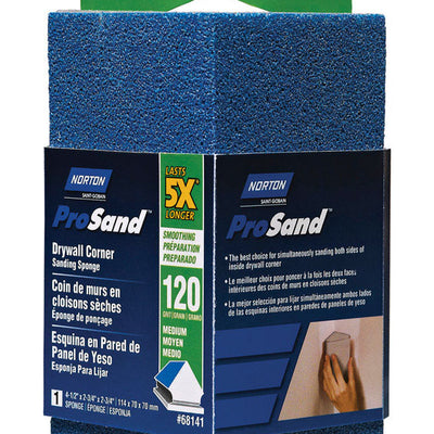 Norton ProSand 4.5 in. L X 2.75 in. W X 2.75 in. 120 Grit Medium Corner Sanding Sponge