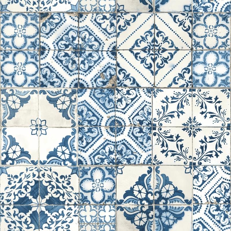 RoomMates 20.5 in. W X 16.5 in. L Mediterranian Tile Peel and Stick Wallpaper
