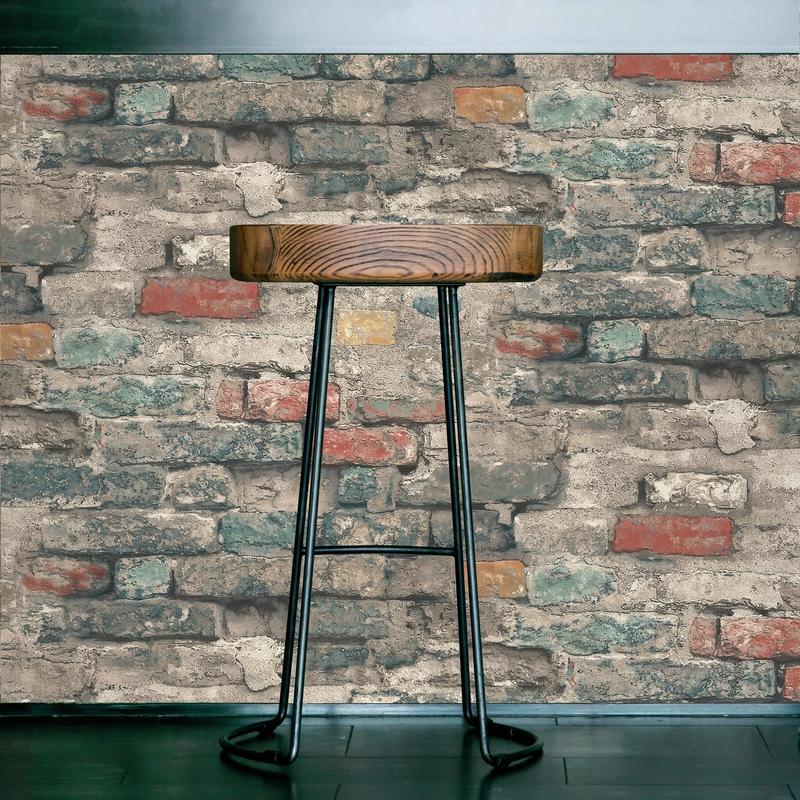 RoomMates 20.5 in. W X 16.5 in. L Brick Alley Peel and Stick Wallpaper