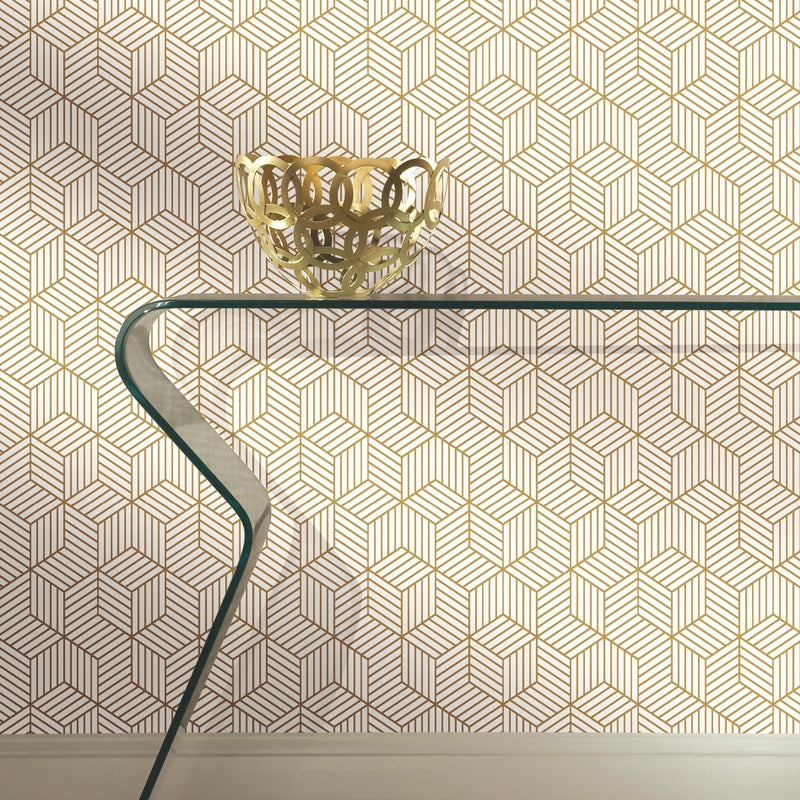 RoomMates 16.5 in. L Striped Hexagon Peel and Stick Wallpaper