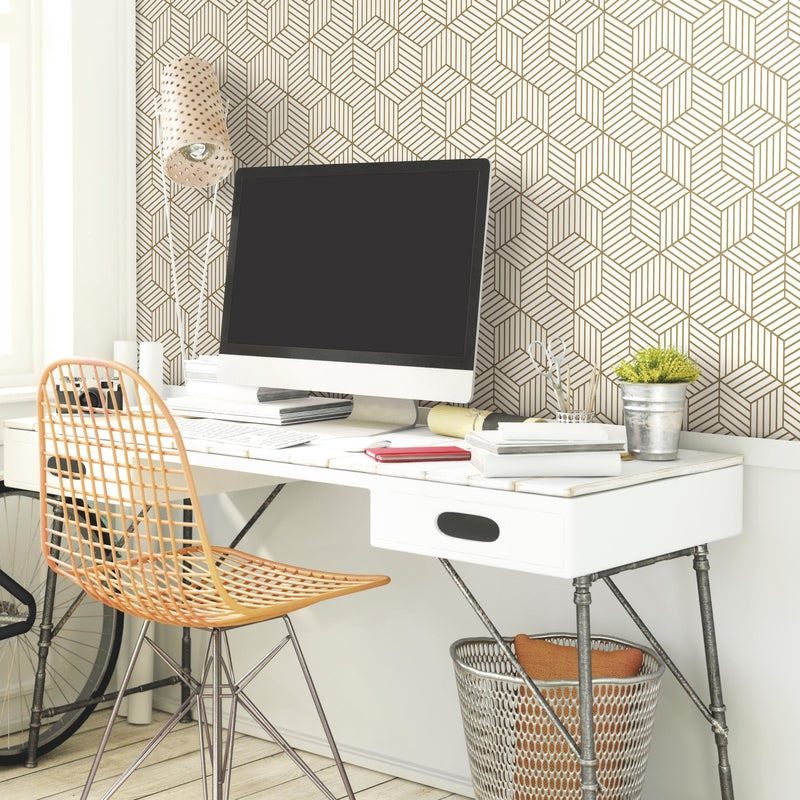 RoomMates 16.5 in. L Striped Hexagon Peel and Stick Wallpaper