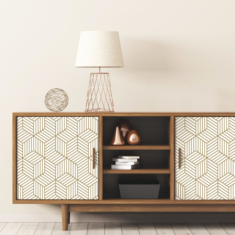 RoomMates 16.5 in. L Striped Hexagon Peel and Stick Wallpaper