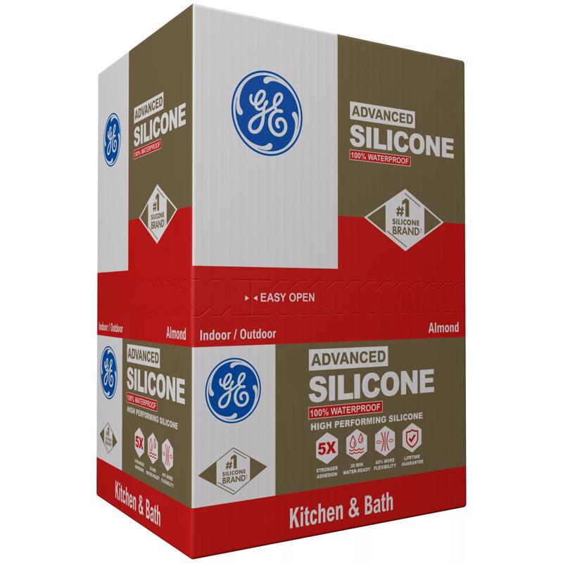 GE Advanced Almond Silicone 2 Kitchen and Bath Caulk Sealant 10.1 oz