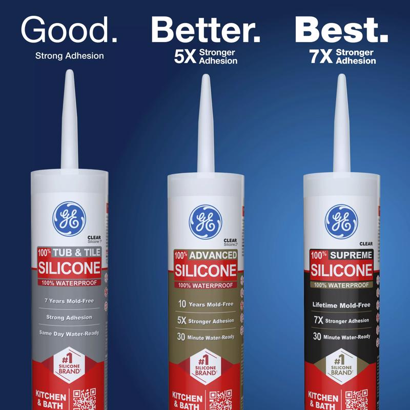 GE Advanced Almond Silicone 2 Kitchen and Bath Caulk Sealant 10.1 oz