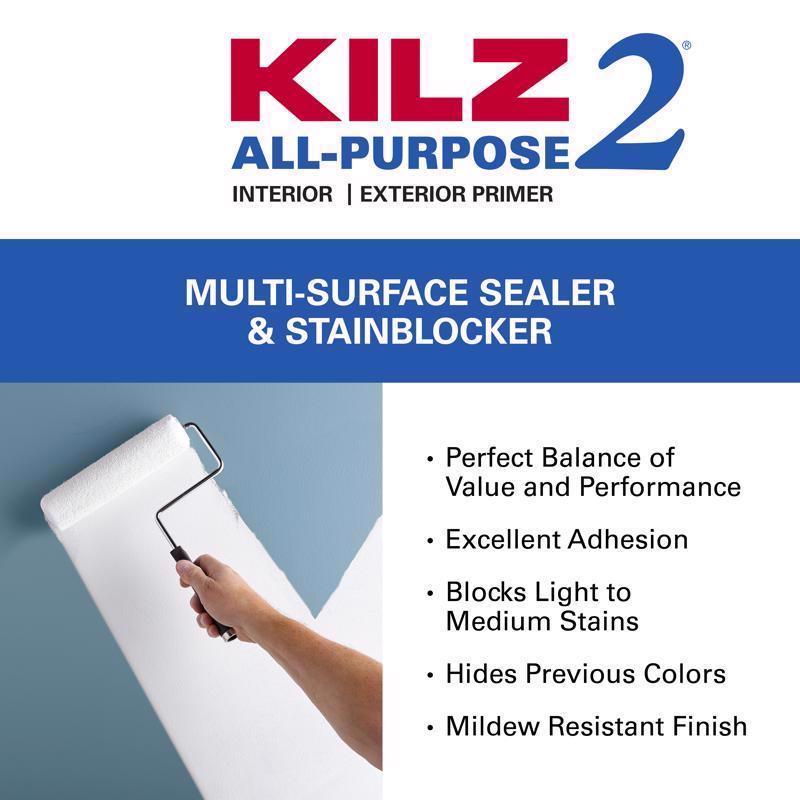 KILZ White Flat Water-Based Acrylic Stain Blocking Primer 5 gal
