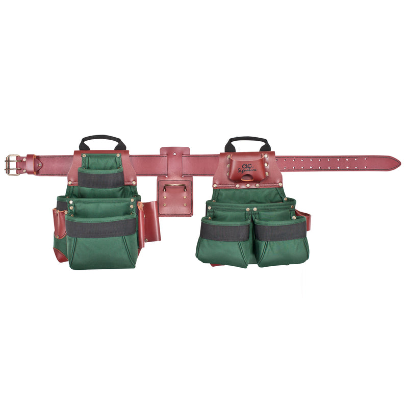 CLC Signature Elite Pro 17 pocket Ballistic Nylon Framers Combo Tool Belt 54 in. L Green L 29 in. 42