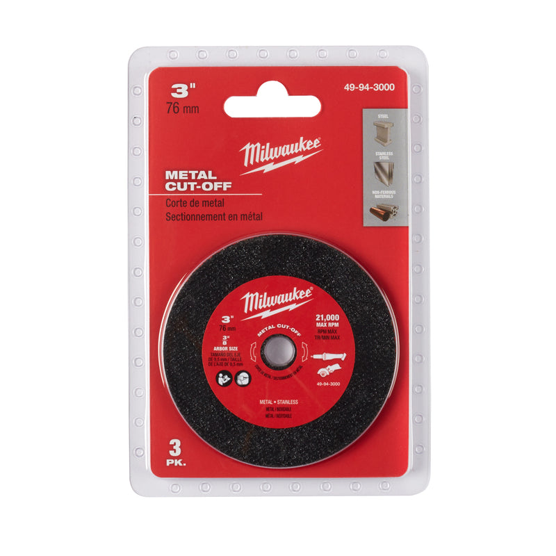 Milwaukee 3 in. D X 3/8 in. Metal Cut-Off Wheel 3 pc