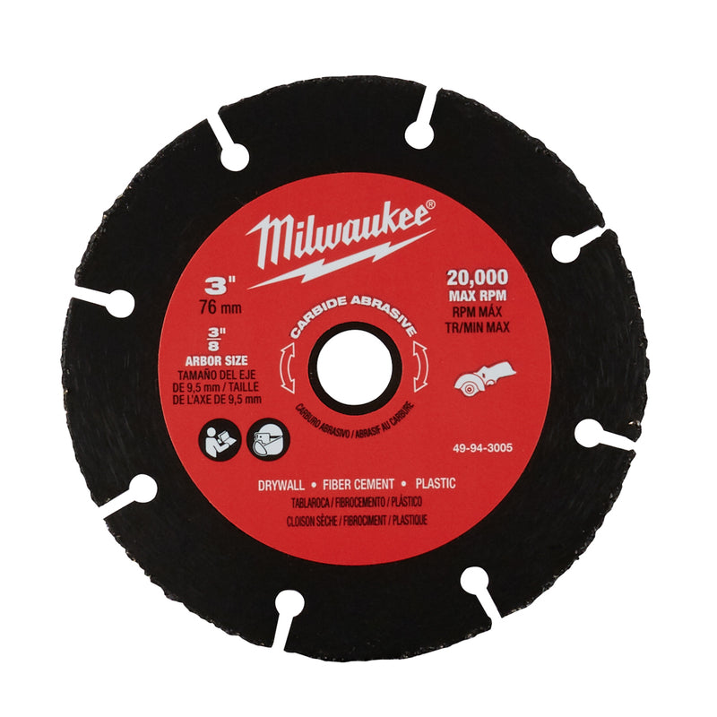 Milwaukee 3 in. D X 3/8 in. Carbide Abrasive Cut-Off Blade