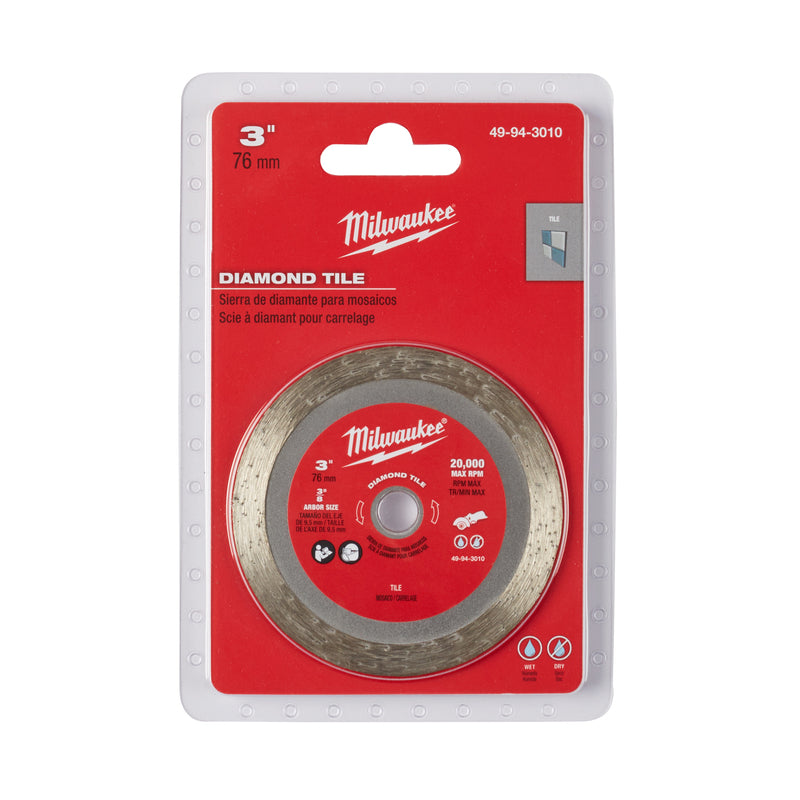 Milwaukee 3 in. D X 3/8 in. Diamond Tile Blade