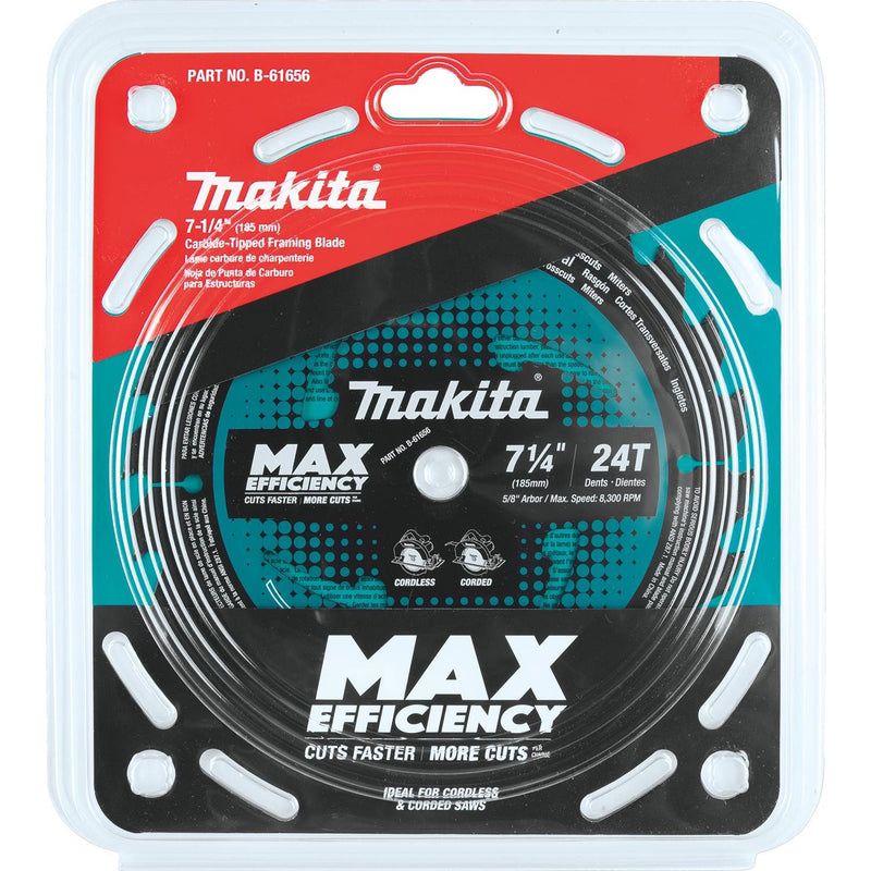 Makita 7-1/4 in. D X 5/8 in. Max Efficiency Carbide Tipped Circular Saw Blade 24 teeth