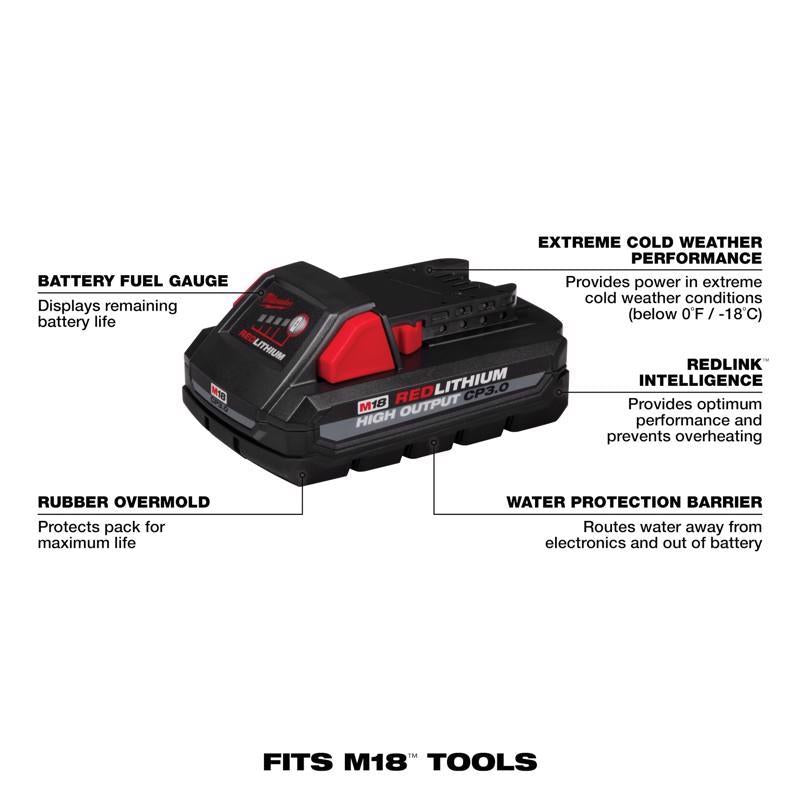 Milwaukee M18 RedLithium Compact 3 Ah Lithium-Ion High Output Battery