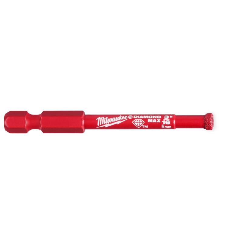 Milwaukee Diamond Max 3/16 in. Diamond Grit Glass/Porcelain/Tile/Stone 3 in. L X 1/4 in. D Hole Saw