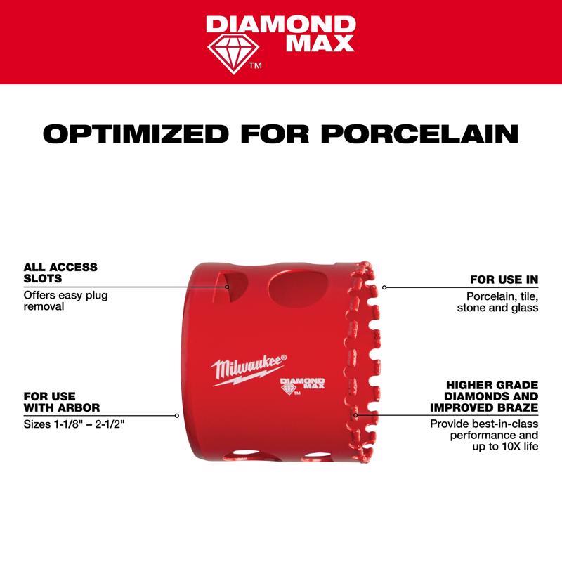 Milwaukee Diamond Max 1-1/4 in. Diamond Grit Glass, Porcelain, Tile, and Stone 3 in. L X 7/16 in. D