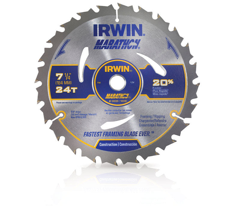 Irwin Marathon 7-1/4 in. D X 5/8 in. Carbide Circular Saw Blade 24 teeth