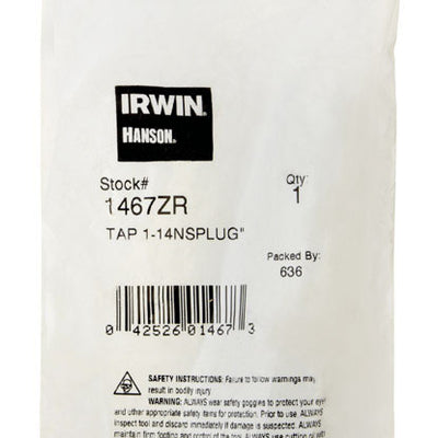 Irwin Hanson High Carbon Steel SAE Fraction Tap 1 in.