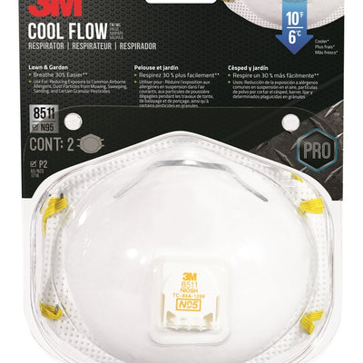 3M N95 Lawn and Garden Disposable Respirator Pro Series Valved White 2 pk