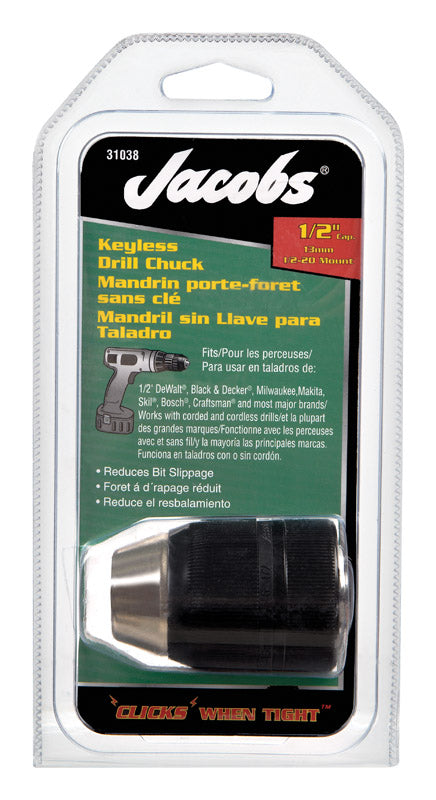 Jacobs 1/2 in. in. Keyless Drill Chuck 1/2 in. 3-Flat Shank