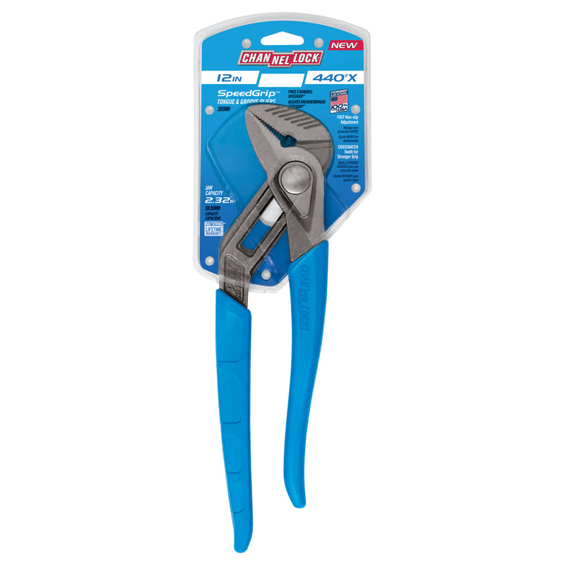 Channellock SpeedGrip 12.05 in. Steel Straight Tongue and Groove Pliers