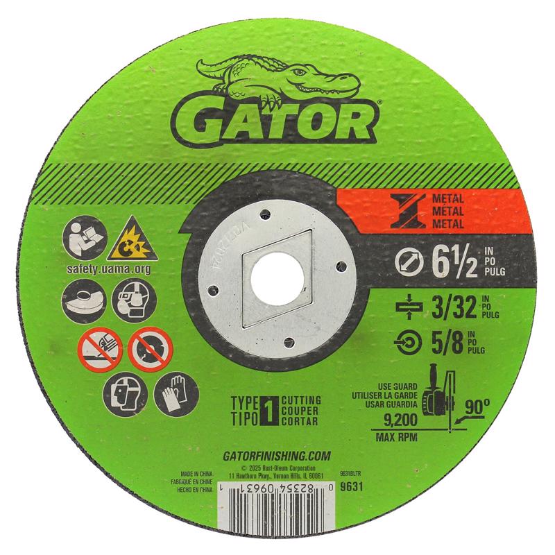 Gator 6-1/2 in. D X 5/8 in. Aluminum Oxide Metal Cutting Wheel