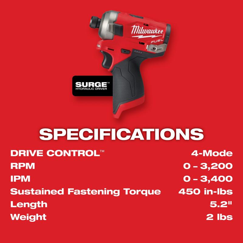 Milwaukee M12 FUEL SURGE 1/4 in. Cordless Brushless Hydraulic Impact Driver Kit (Battery & Charger)