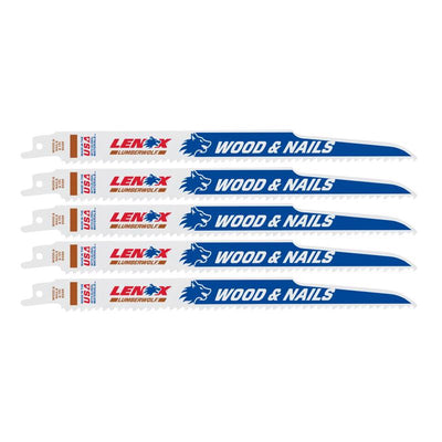 Lenox LUMBERWOLF 9 in. Bi-Metal Reciprocating Saw Blade 6 TPI 5 pk