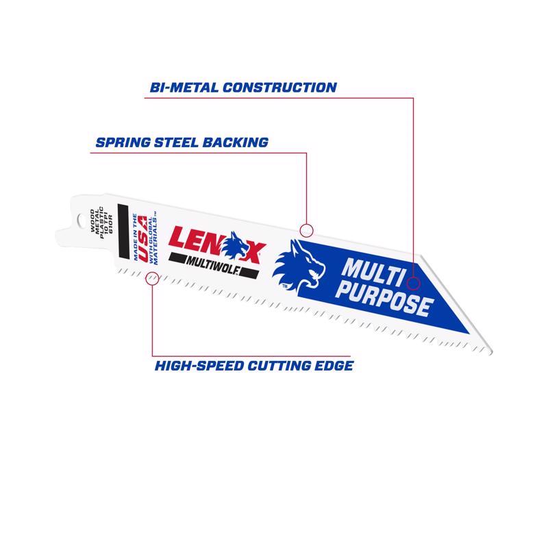 Lenox MULTIWOLF 6 in. Bi-Metal WAVE EDGE Reciprocating Saw Blade 10 TPI