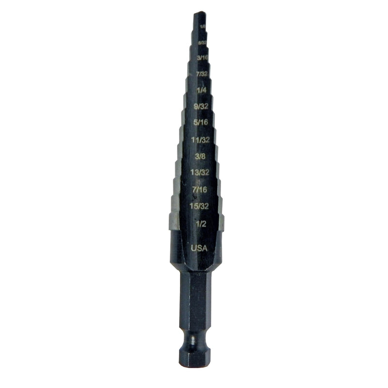 Irwin Unibit 1/8 to 1/2 in. High Speed Steel Step Drill Bit Square Shank