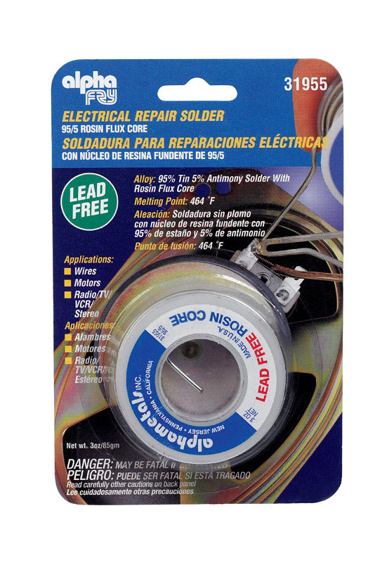Alpha Fry 3 oz Lead-Free Rosin Core Solder Wire 0.06 in. D Tin/Antimony 95/5