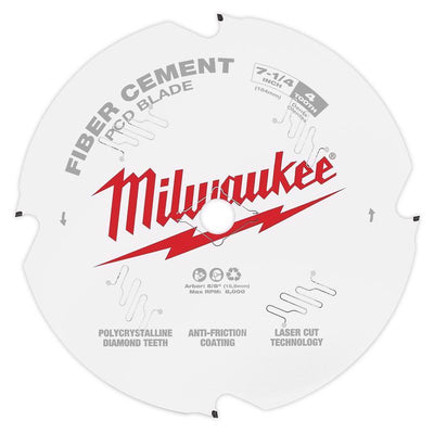 Milwaukee 7-1/4 in. D X 5/8 in. Polycrystalline Diamond Fiber Cement Blade 4 teeth