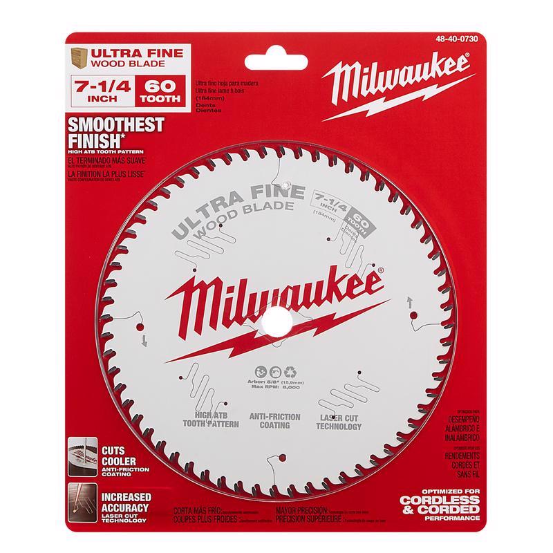 Milwaukee 7-1/4 in. D X 5/8 in. Ultra Fine Tungsten Carbide Saw Blade 60 teeth