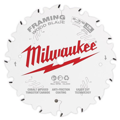Milwaukee 5-3/8 in. D X 10 mm Tungsten Carbide Framing Blade 16 teeth