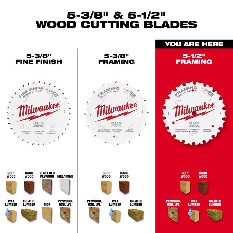 Milwaukee 5-1/2 in. D X 10 mm Tungsten Carbide Framing Blade 18 teeth