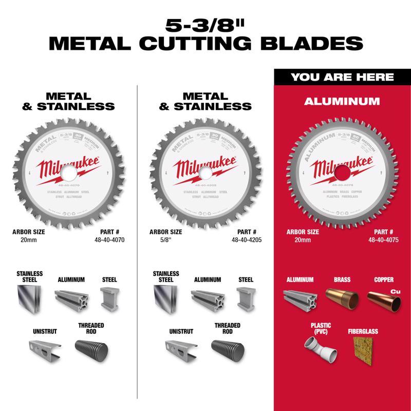 Milwaukee Metal Tech 5-3/8 in. D X 20 mm Non-Ferrous Tungsten Carbide Metal Blade 50 teeth