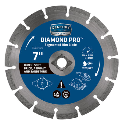 Century Drill & Tool 7 in. D Diamond Segmented Rim Diamond Saw Blade