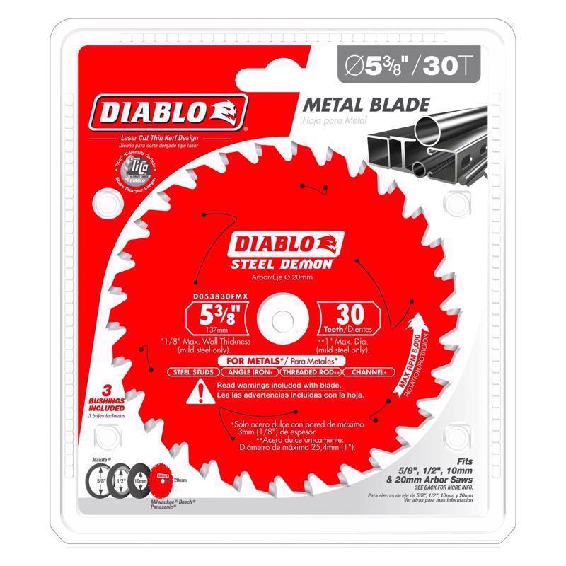Diablo Steel Demon 5-3/8 in. D X 20 mm TiCo Hi-Density Carbide Metal Saw Blade 30 teeth