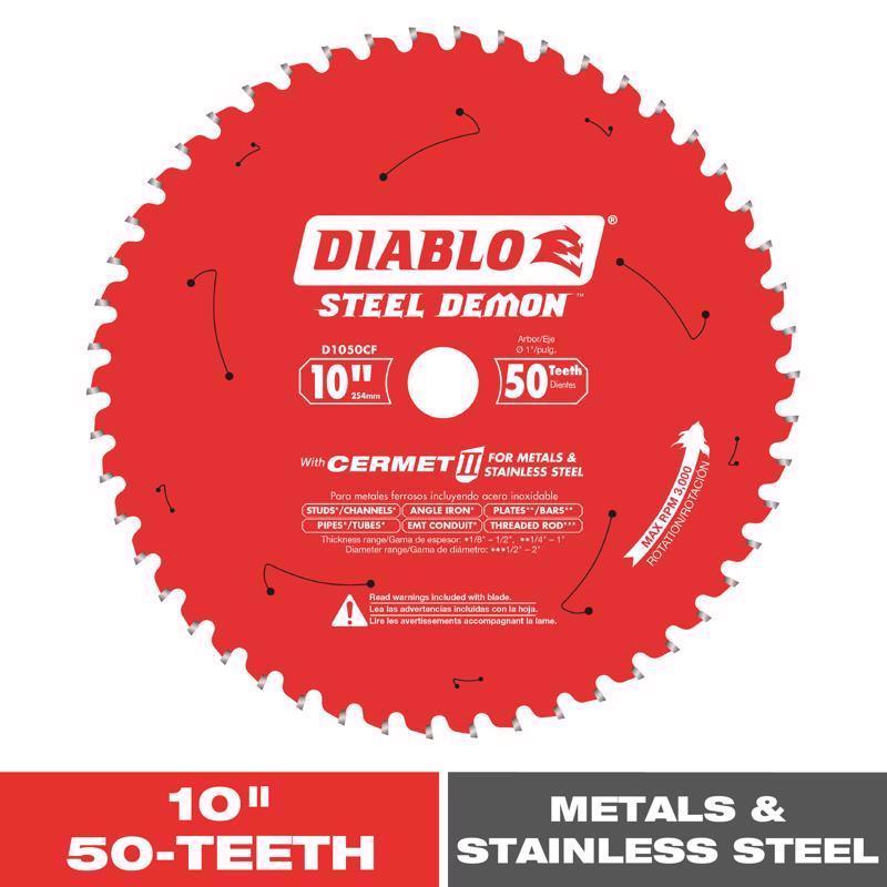 Diablo Steel Demon 10 in. D X 1 in. Cermet Metal Saw Blade 50 teeth