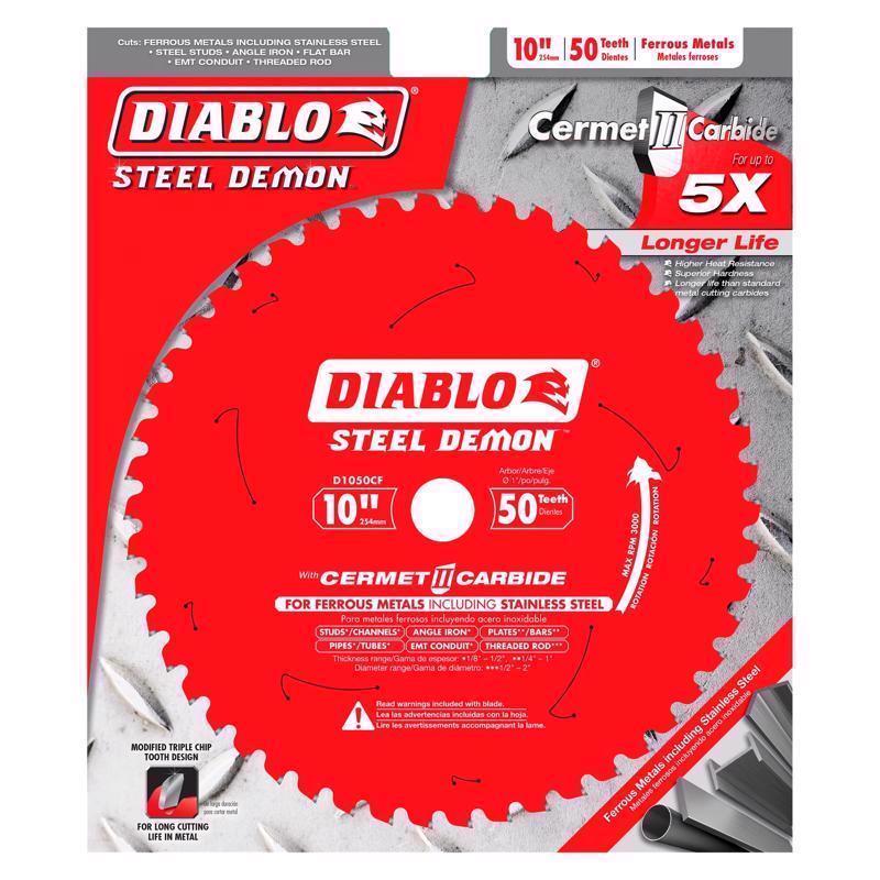 Diablo Steel Demon 10 in. D X 1 in. Cermet Metal Saw Blade 50 teeth