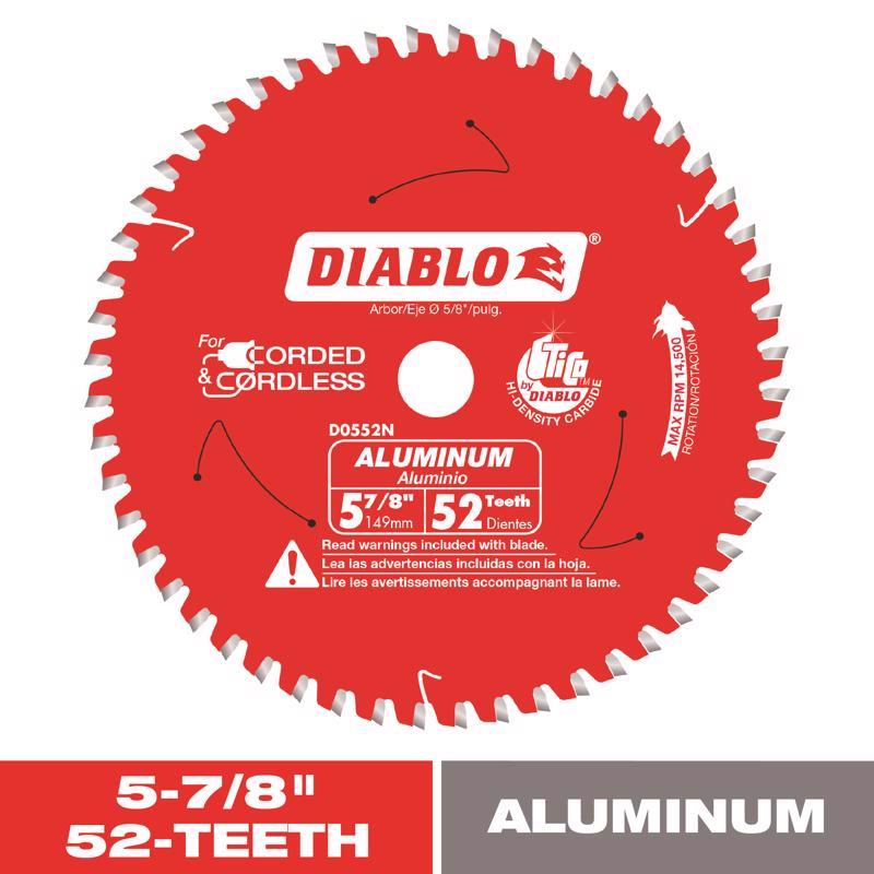 Diablo 5-7/8 in. D X 5/8 in. TiCo Hi-Density Carbide Circular Saw Blade 52 teeth