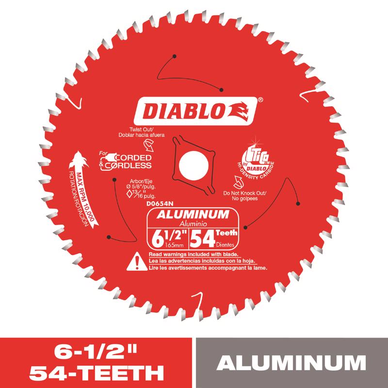 Diablo 6-1/2 in. D X 5/8 in. TiCo Hi-Density Carbide Circular Saw Blade 54 teeth