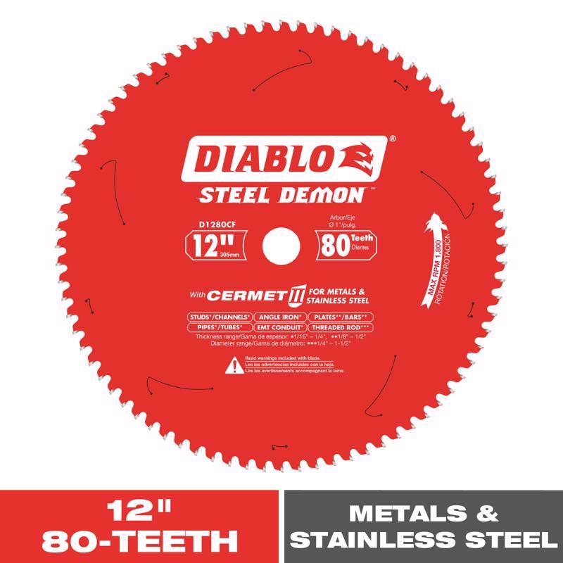 Diablo Steel Demon 12 in. D X 1 in. Cermet Cermet Metal Saw Blade 80 teeth