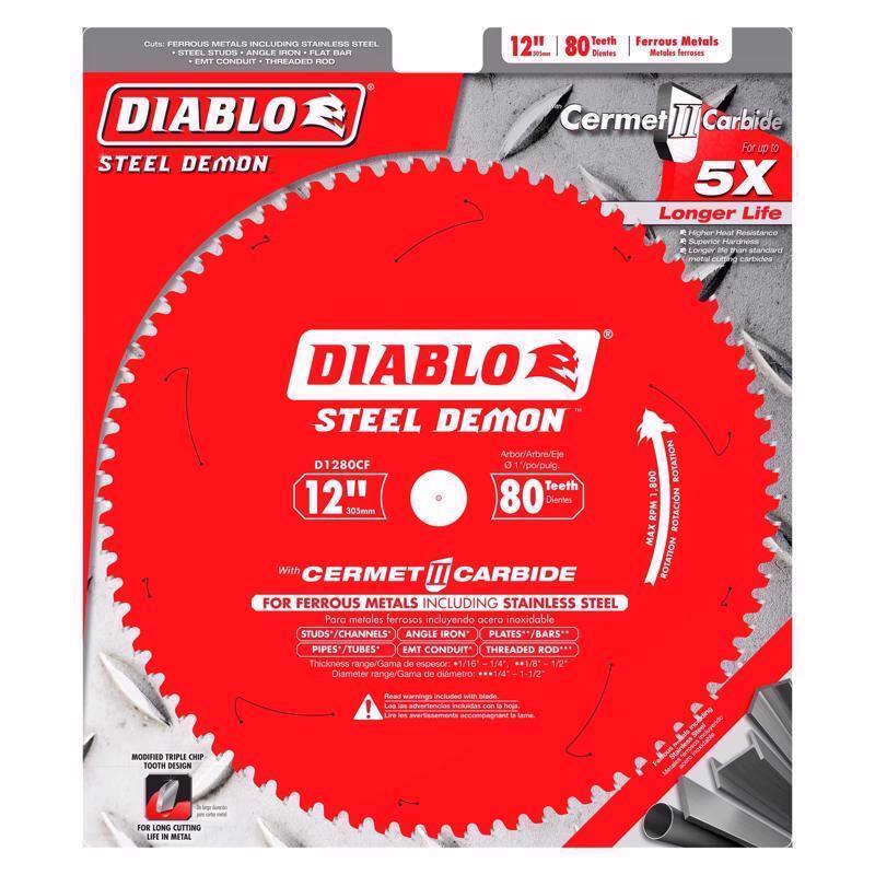 Diablo Steel Demon 12 in. D X 1 in. Cermet Cermet Metal Saw Blade 80 teeth