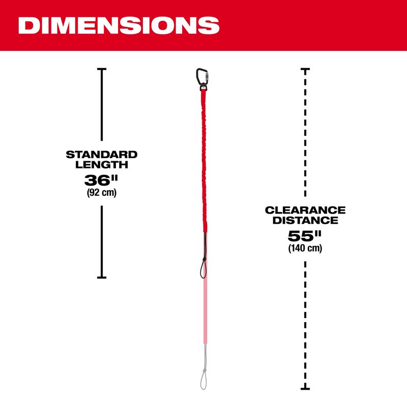 Milwaukee Nylon/Stainless Steel Red Locking Tool Lanyard